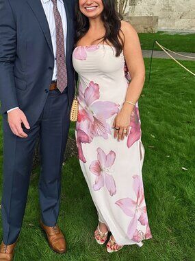 Strapless Pink Floral Dress